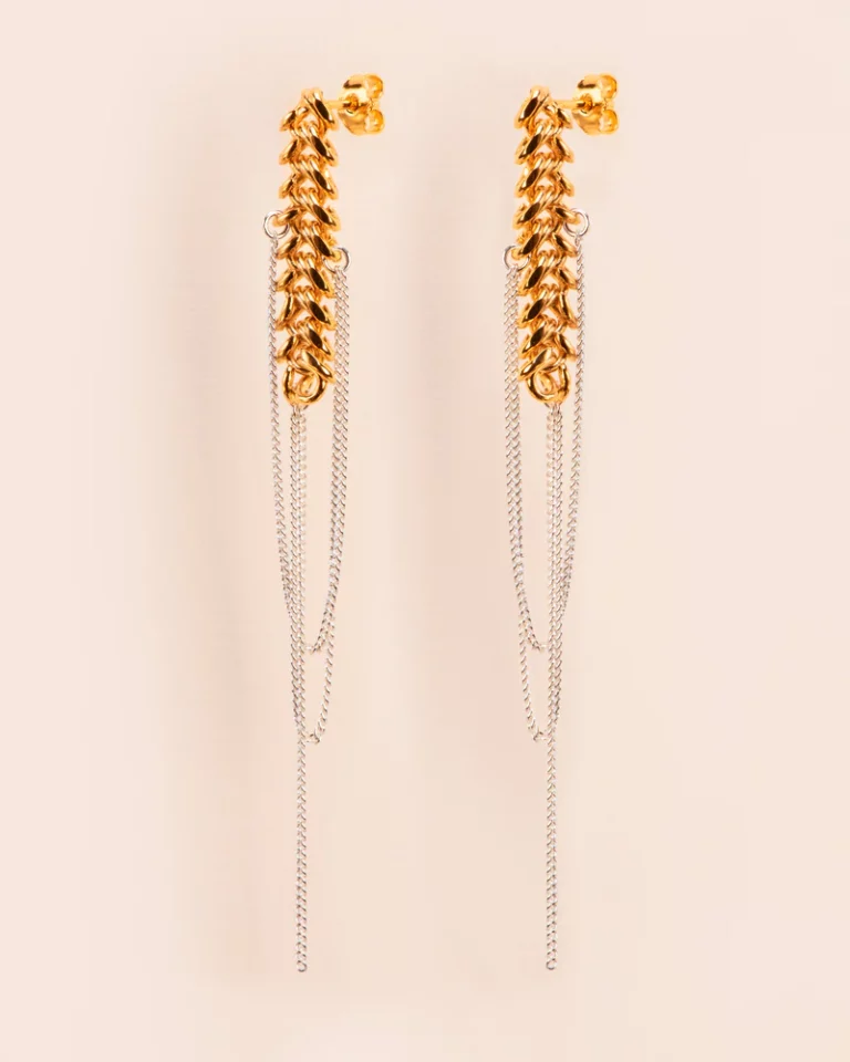 Wouters & Hendrix Stud earrings with chains in silver ESC090GS — Juweliers Paul
