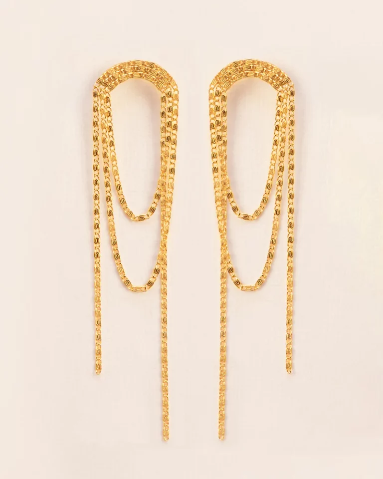 Wouters & Hendrix Stud earrings with signature falling chains in silver ESC138GP — Juweliers Paul