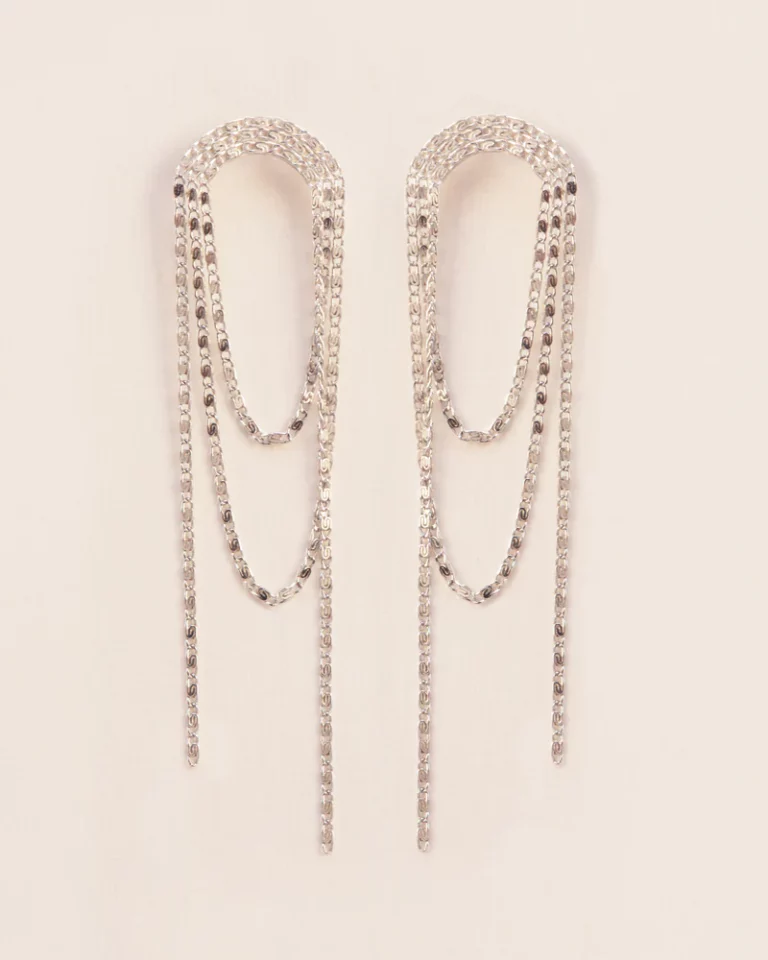 Wouters & Hendrix Stud earrings with signature falling chains in silver ESC138SS — Juweliers Paul