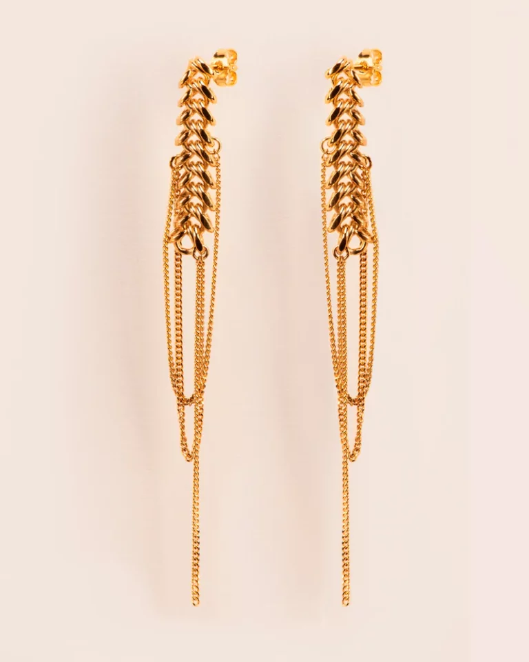 Wouters & Hendrix Stud earrings with chains in silver ESC090GP — Juweliers Paul