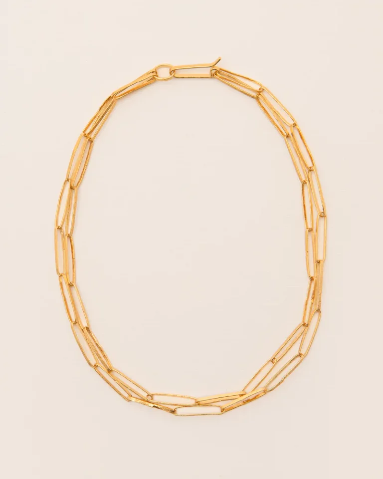 Wouters & Hendrix Hammered link chain necklace NSC102GP — Juweliers Paul
