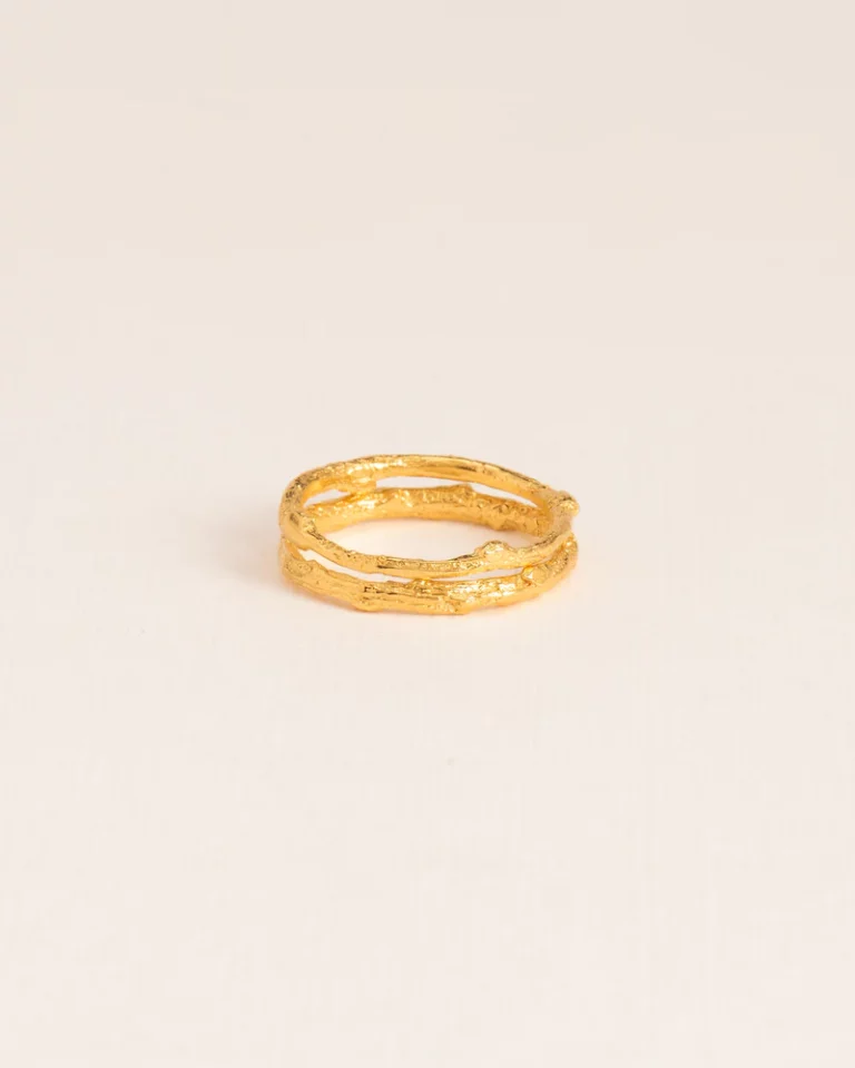 Wouters & Hendrix Duo of branch-textured rings RSC090GP — Juweliers Paul