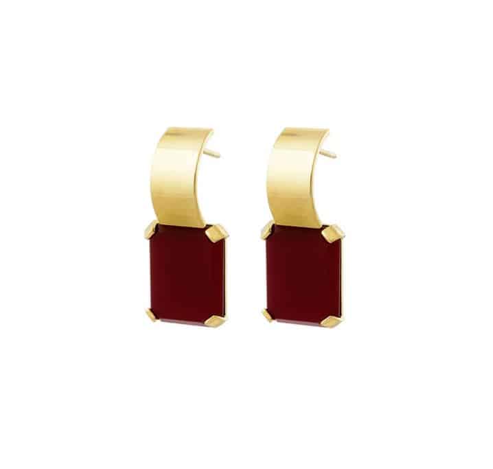 Studio Collect Curved Red Agate Earrings KO6GP