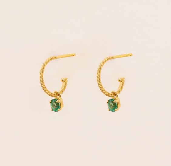 Wouters & Hendrix 18kt Gold Hoops with emerald EGC025YG00