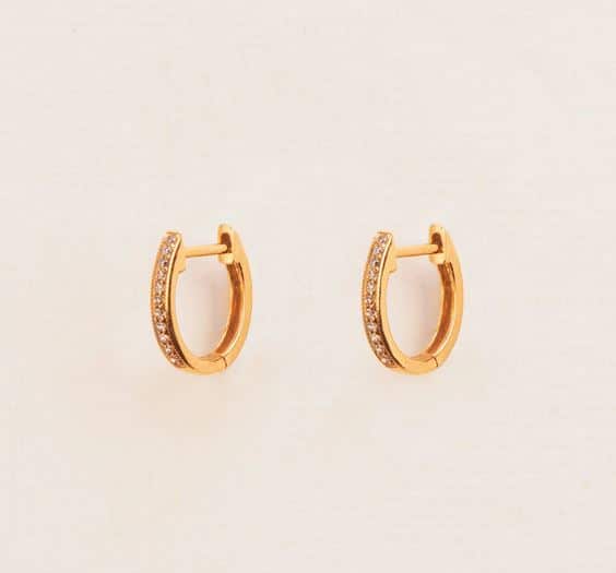 Wouters & Hendrix 18kt Gold Hoops with white diamonds EGD014YG00