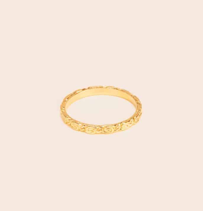 [TEST]-Wouters & Hendrix 18kt Gold 'Chapters' ring with snail diamond chain texture RGC005
